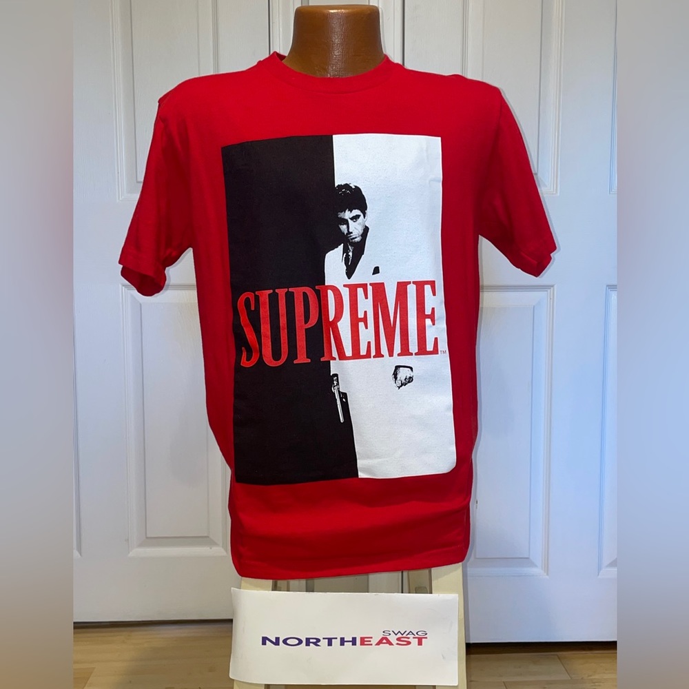 Supreme x Scarface Split Tee T-Shirt Red Medium USED PRE-OWNED